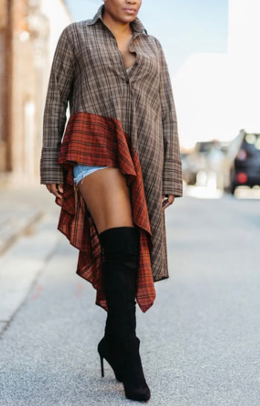 The Uptown Plaid Shirt Dress