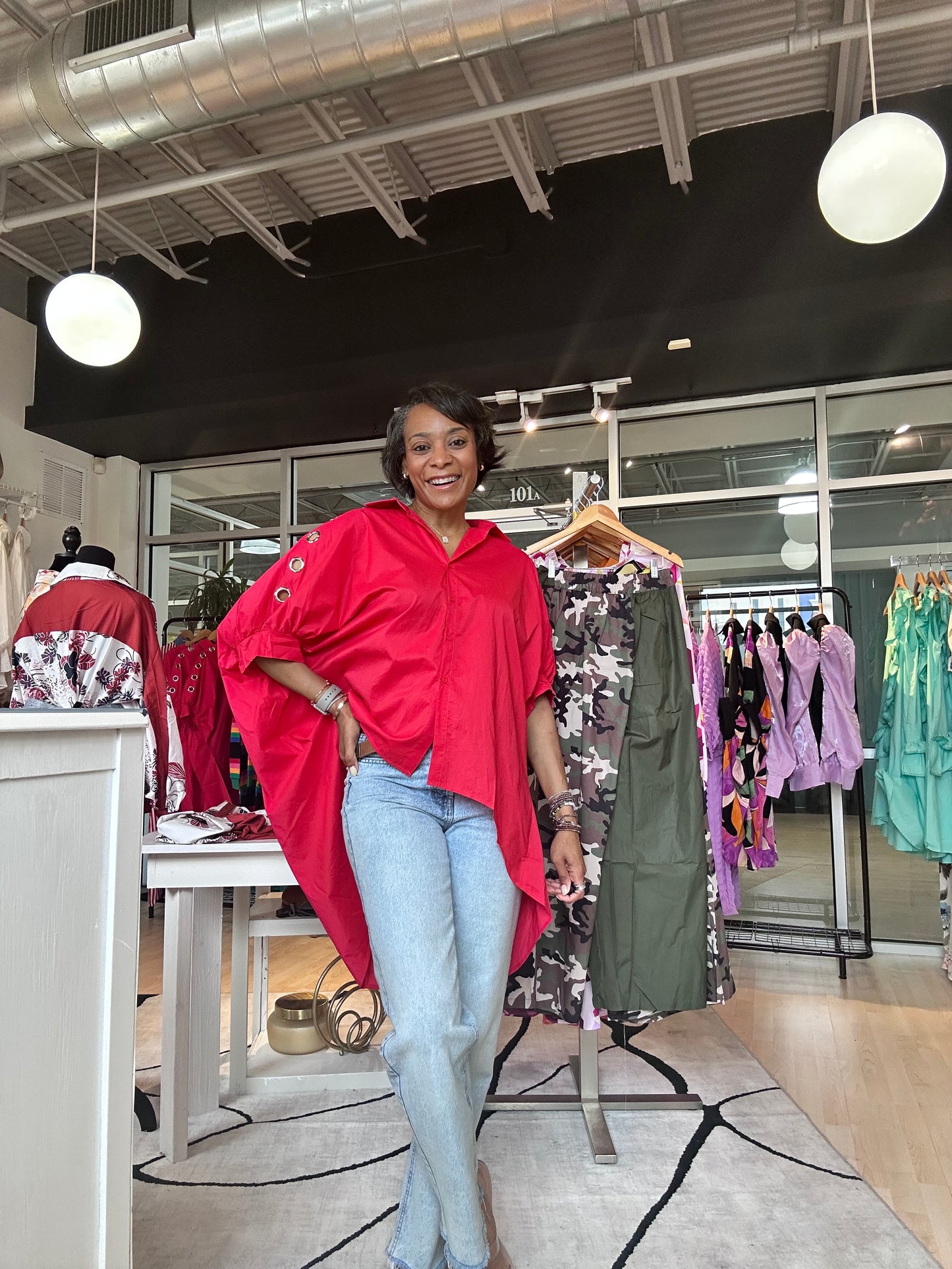 May Flowers Oversized Shirt Dress