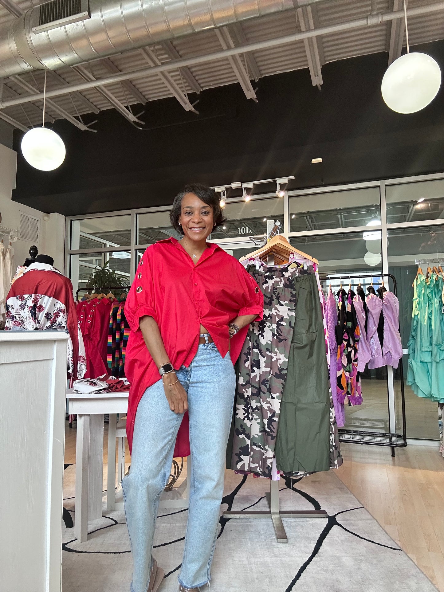 May Flowers Oversized Shirt Dress