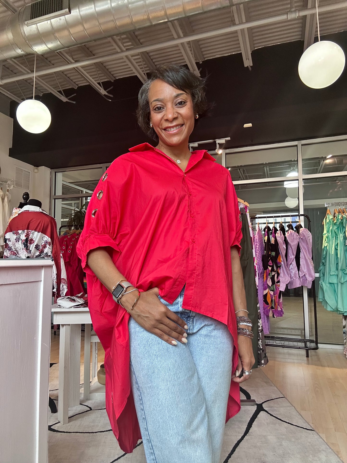 May Flowers Oversized Shirt Dress