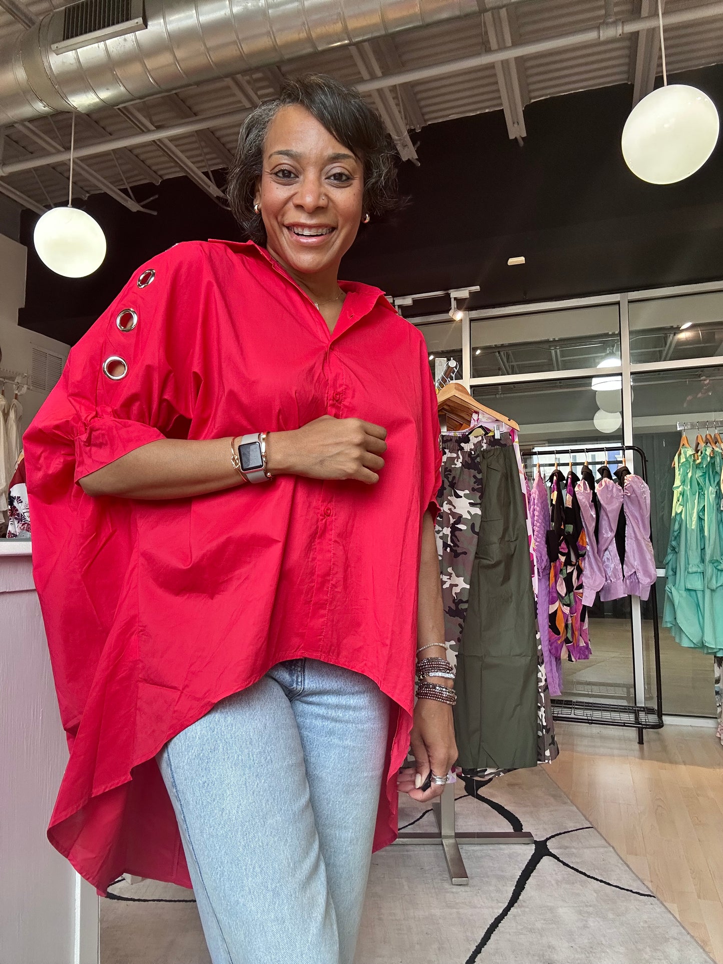 May Flowers Oversized Shirt Dress
